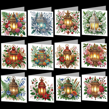 12Pcs Night Light DIY Diamond Painting Greeting Card Kit for Adults Gifts