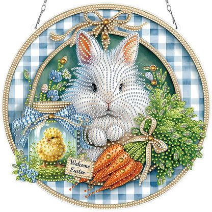 Easter Bunny 1 DIY 2D Flat Acrylic Double Sided Diamond Painting Kits Pendant