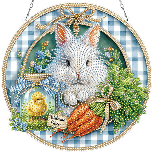 Easter Bunny 1 DIY 2D Flat Acrylic Double Sided Diamond Painting Kits Pendant