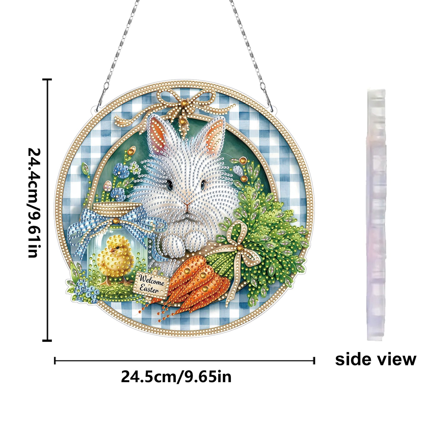 Easter Bunny 1 DIY 2D Flat Acrylic Double Sided Diamond Painting Kits Pendant