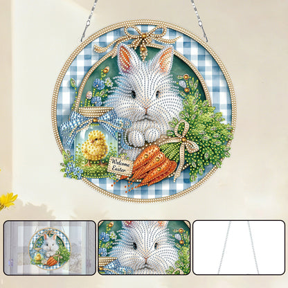 Easter Bunny 1 DIY 2D Flat Acrylic Double Sided Diamond Painting Kits Pendant