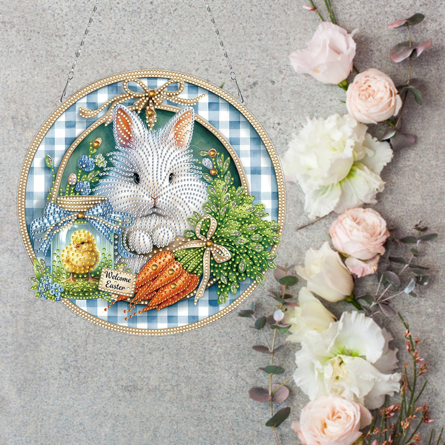 Easter Bunny 1 DIY 2D Flat Acrylic Double Sided Diamond Painting Kits Pendant