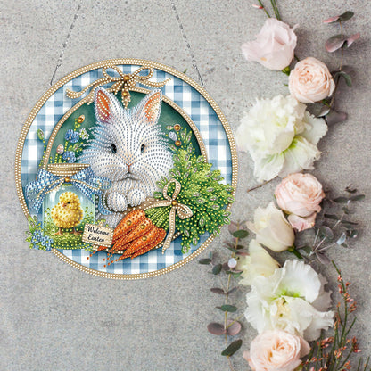 Easter Bunny 1 DIY 2D Flat Acrylic Double Sided Diamond Painting Kits Pendant