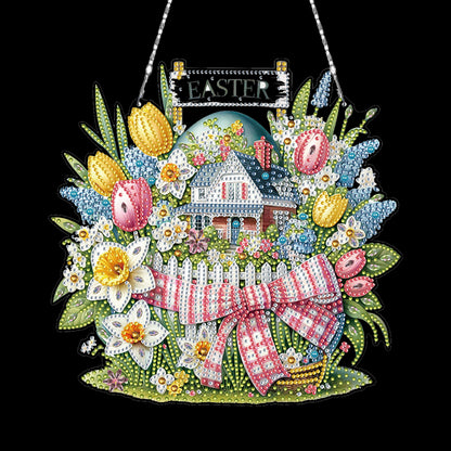 Easter Egg 1 DIY 2D Flat Acrylic Double Sided Diamond Painting Kits Pendant