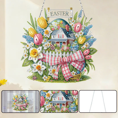 Easter Egg 1 DIY 2D Flat Acrylic Double Sided Diamond Painting Kits Pendant