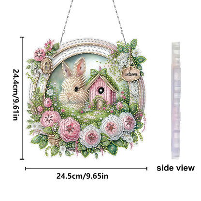 Easter Bunny 2 DIY 2D Flat Acrylic Double Sided Diamond Painting Kits Pendant