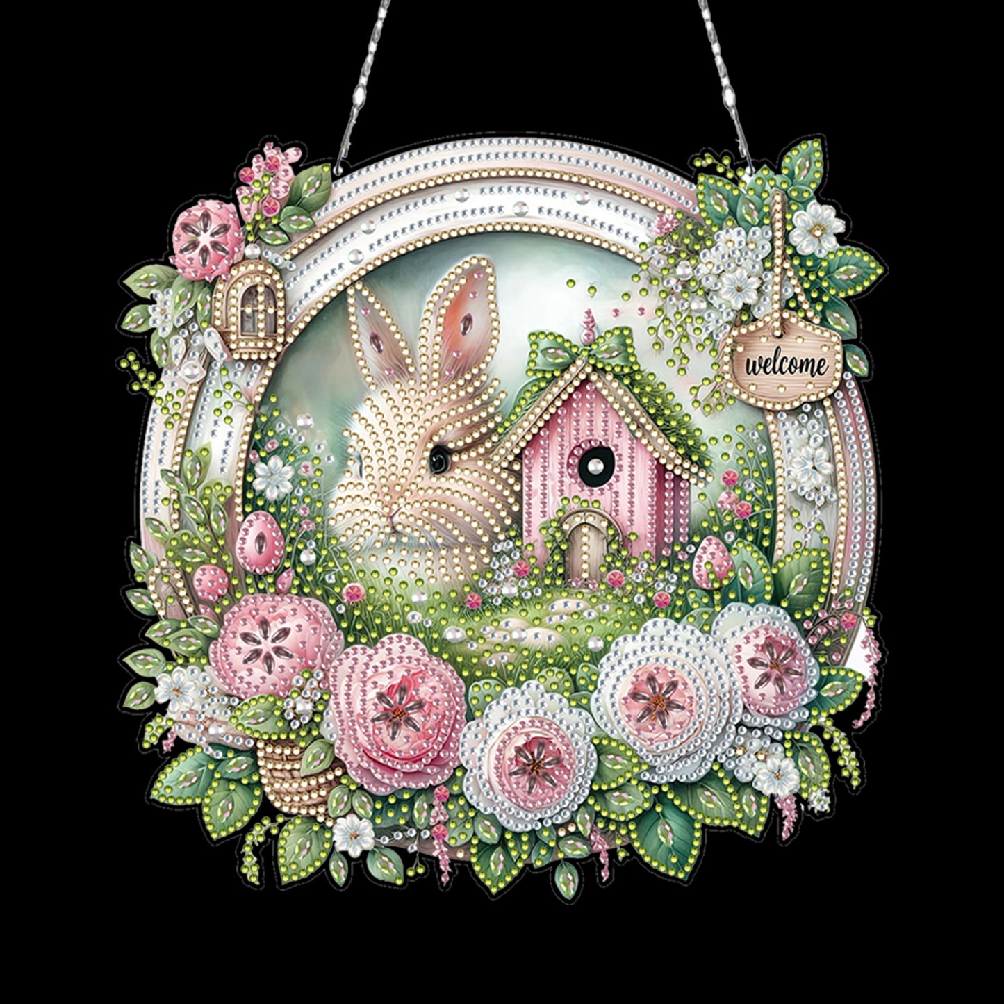 Easter Bunny 2 DIY 2D Flat Acrylic Double Sided Diamond Painting Kits Pendant