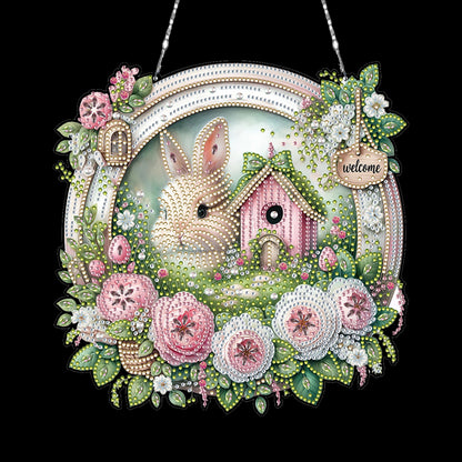Easter Bunny 2 DIY 2D Flat Acrylic Double Sided Diamond Painting Kits Pendant