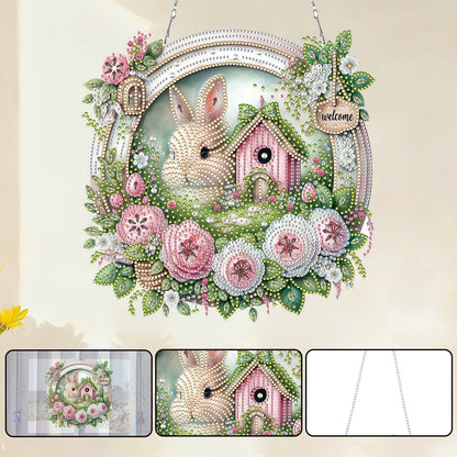 Easter Bunny 2 DIY 2D Flat Acrylic Double Sided Diamond Painting Kits Pendant