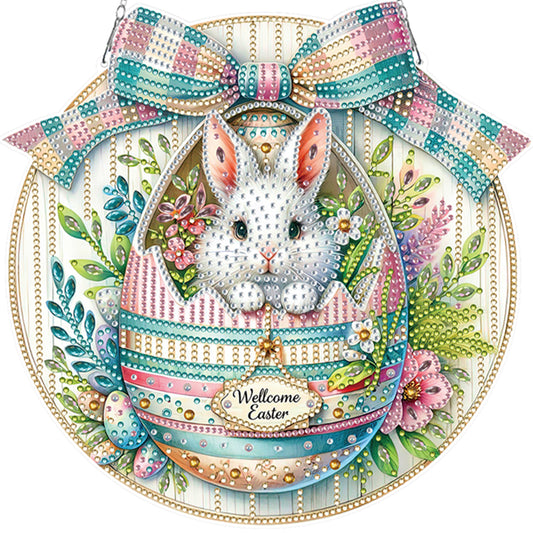 Easter Egg Bunny DIY 2D Flat Acrylic Double Sided Diamond Painting Kits Pendant