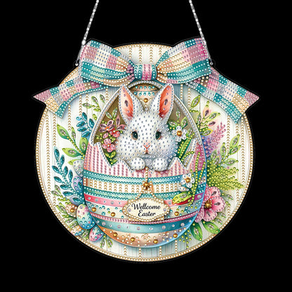 Easter Egg Bunny DIY 2D Flat Acrylic Double Sided Diamond Painting Kits Pendant