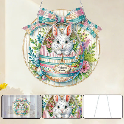 Easter Egg Bunny DIY 2D Flat Acrylic Double Sided Diamond Painting Kits Pendant
