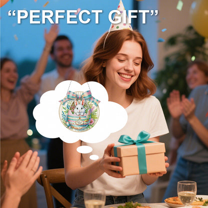 Easter Egg Bunny DIY 2D Flat Acrylic Double Sided Diamond Painting Kits Pendant