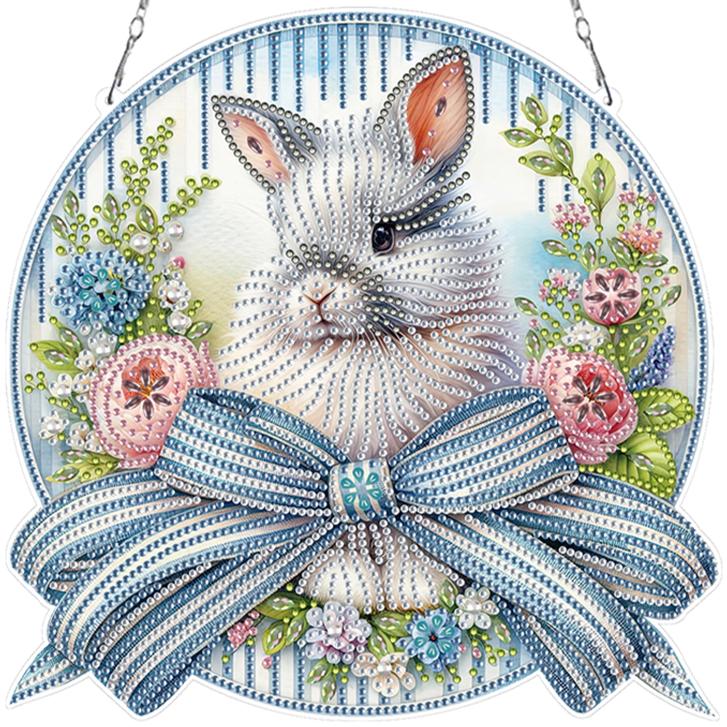 Easter Bunny 3 DIY 2D Flat Acrylic Double Sided Diamond Painting Kits Pendant