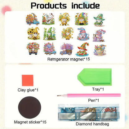 15pcs Goblins 2D Acrylic DIY Special-Shaped Diamond Art Fridge Magnet Kit Decor