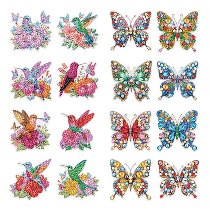 16Pcs Butterfly Hummingbird DIY Fridge Diamond Painting Magnets Stickers Gifts