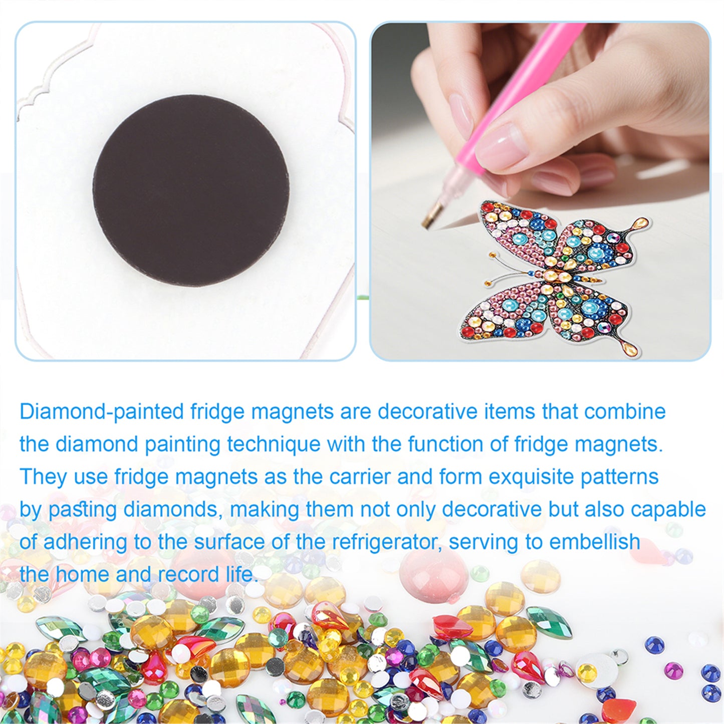 16Pcs Butterfly Hummingbird DIY Fridge Diamond Painting Magnets Stickers Gifts