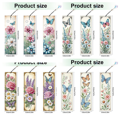 12Pcs Butterfly Flowers DIY Diamond Painting Bookmark for Adults Book Lovers