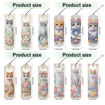 12Pcs Cat DIY Diamond Painting Bookmark for Book Lovers Beginners   Adults