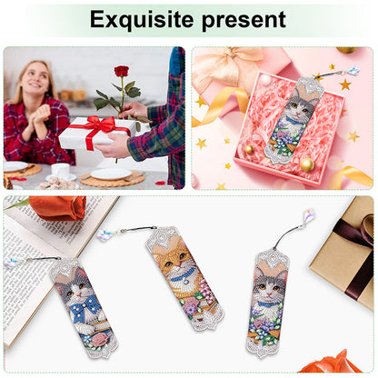 12Pcs Cat DIY Diamond Painting Bookmark for Book Lovers Beginners   Adults