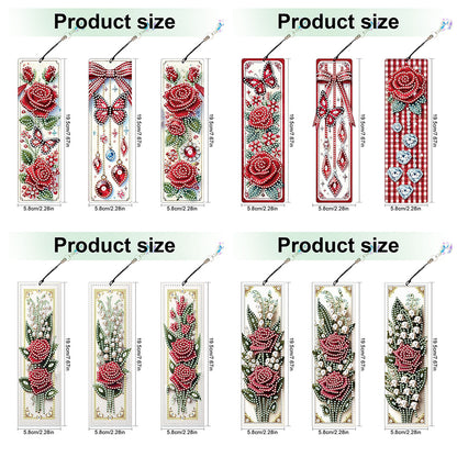 12Pcs Rose Flowers DIY Diamond Painting Bookmark for Adults Book Lovers Gifts