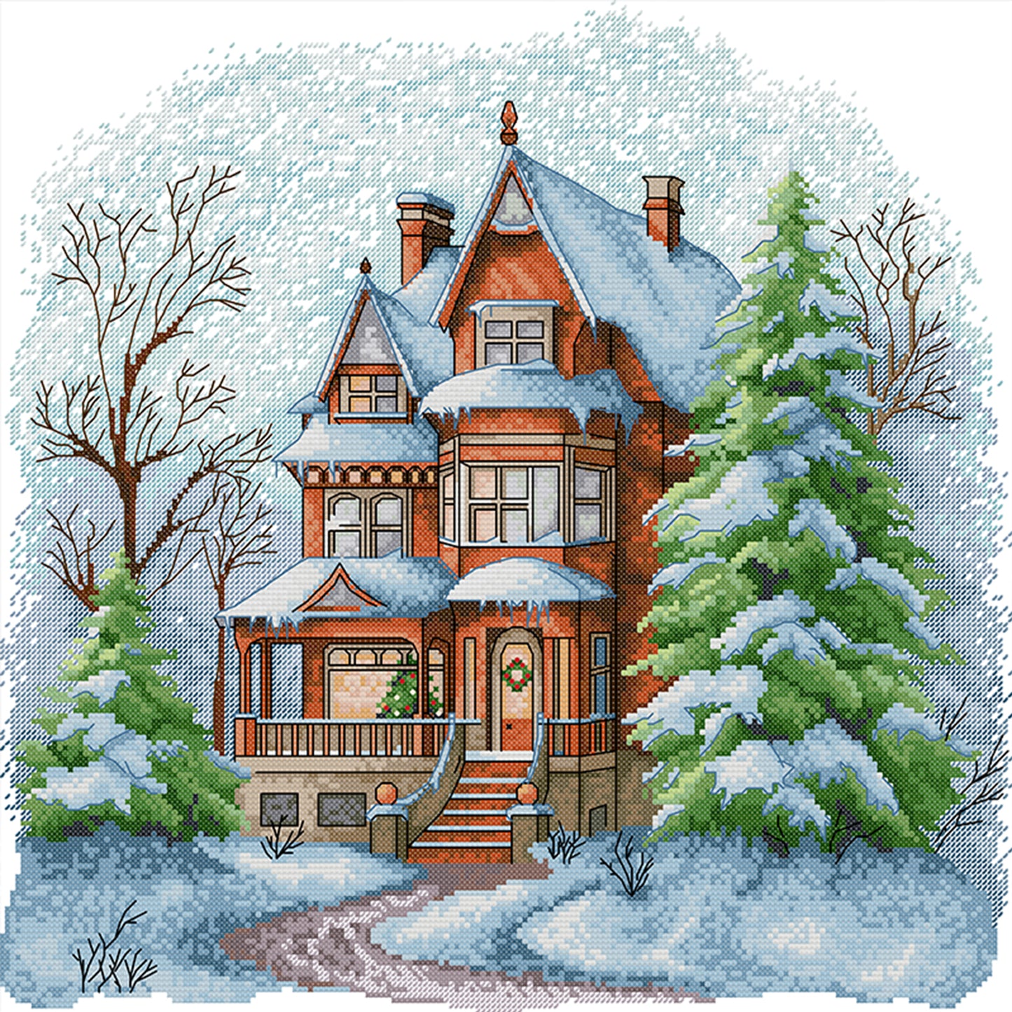 Winter Villa - 14CT Stamped Cross Stitch 43*42CM (Joy Sunday)