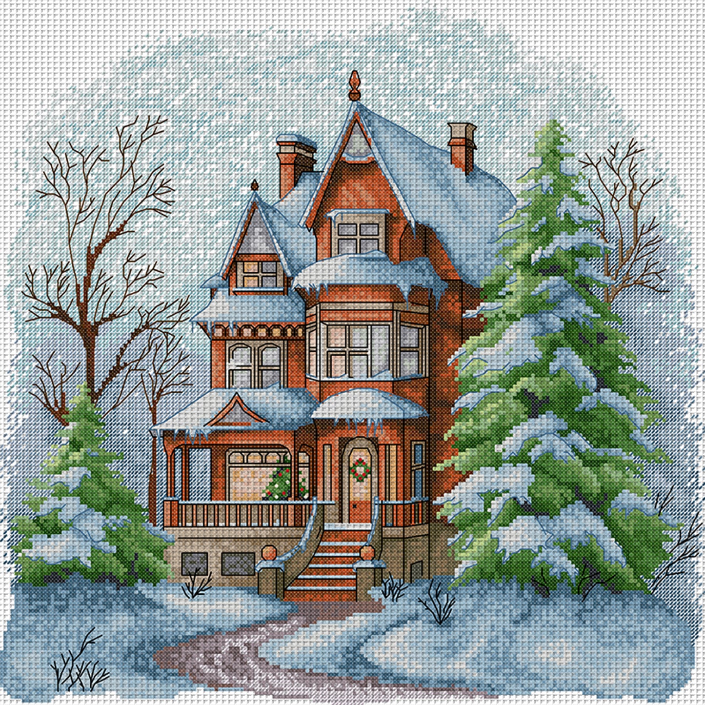 Winter Villa - 14CT Stamped Cross Stitch 43*42CM (Joy Sunday)