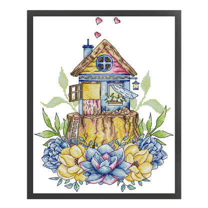 Succulent Cottage - 14CT Stamped Cross Stitch 28*34CM(Joy Sunday)