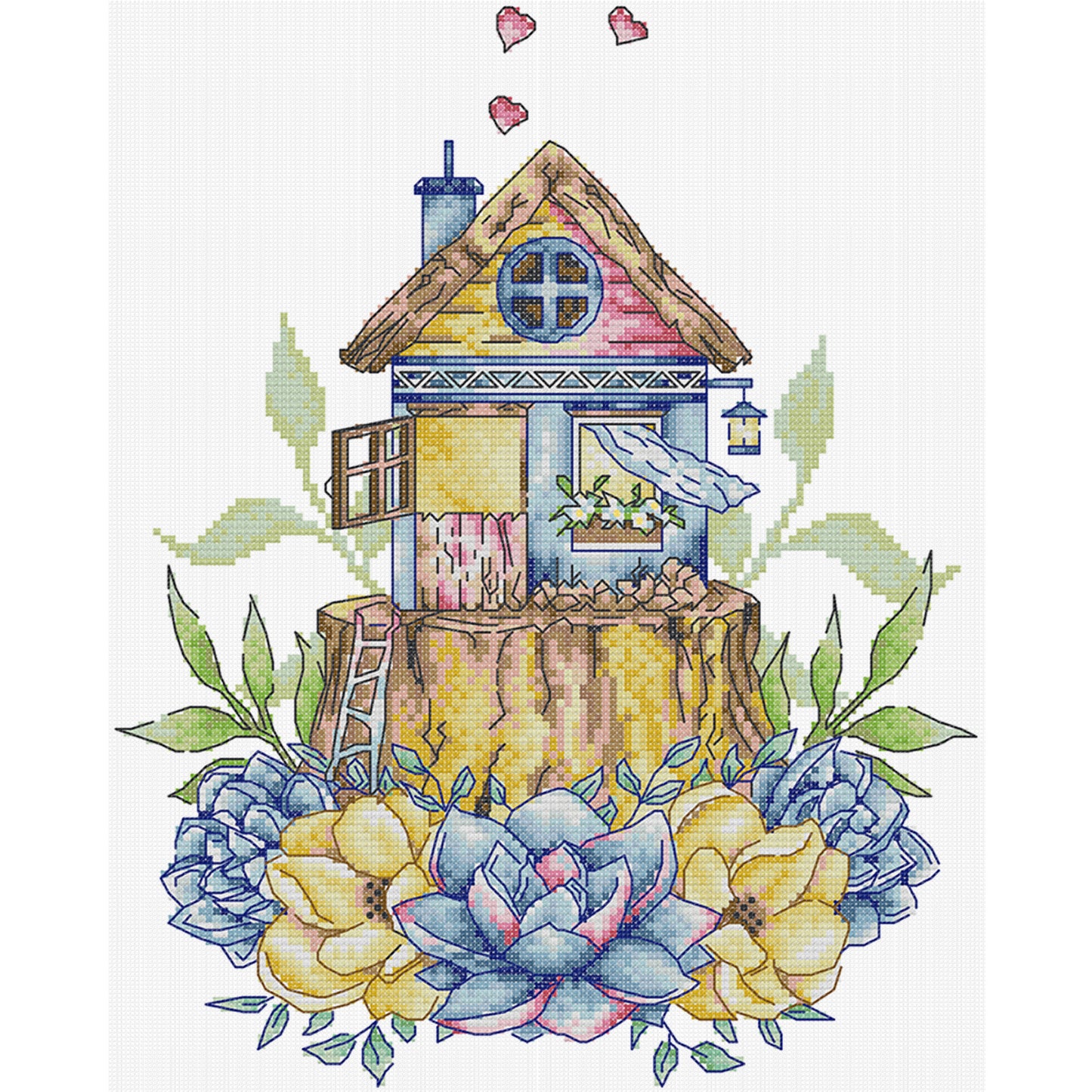 Succulent Cottage - 14CT Stamped Cross Stitch 28*34CM(Joy Sunday)