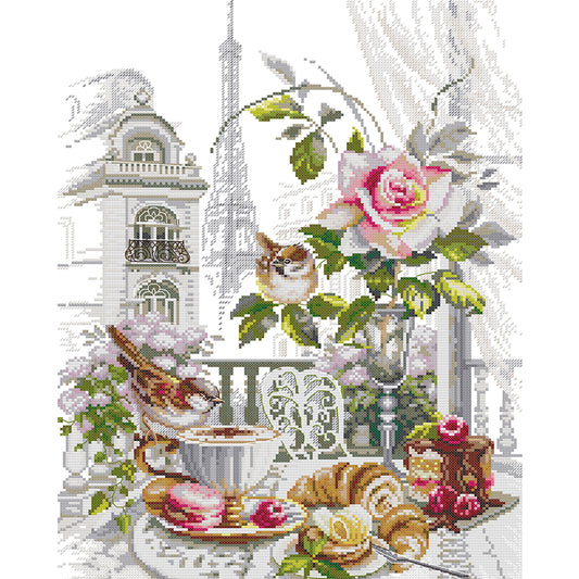 Paris Morning - 14CT Stamped Cross Stitch 37*48CM (Joy Sunday)