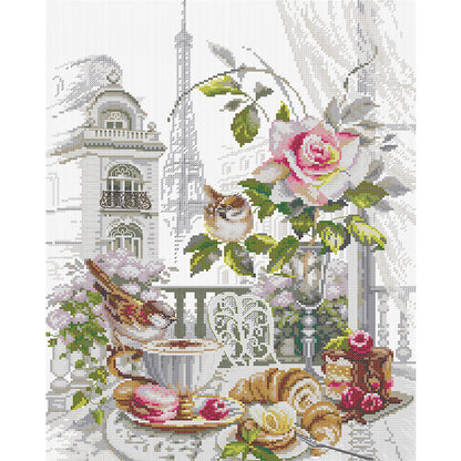 Paris Morning - 14CT Stamped Cross Stitch 37*48CM (Joy Sunday)