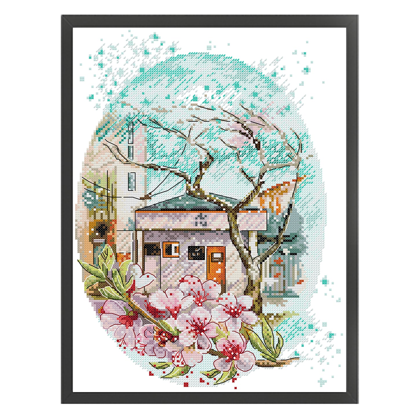 Cherry Blossoms In Full Bloom - 14CT Stamped Cross Stitch 29*37CM(Joy Sunday)