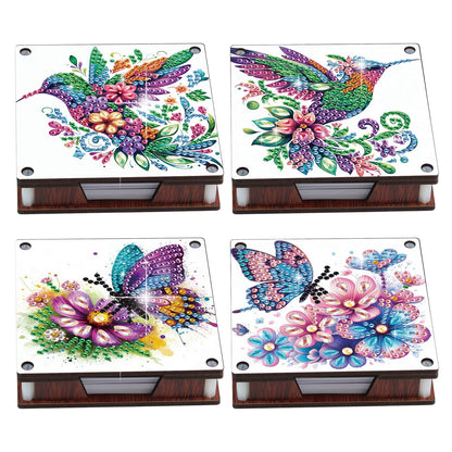 4pcs Wooden DIY Hummingbird Butterfly Diamond Painting Kit Note Box for Office