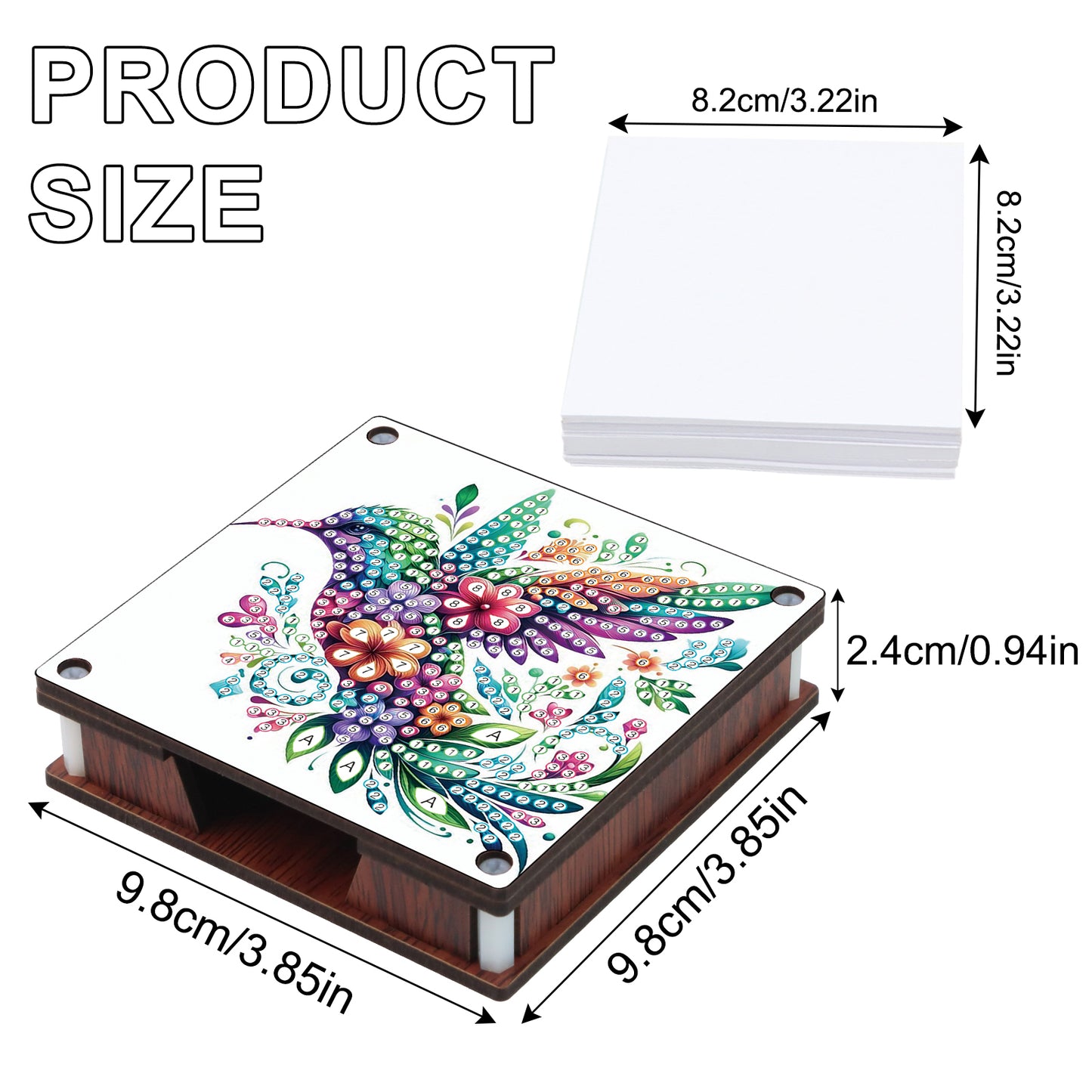 4pcs Wooden DIY Hummingbird Butterfly Diamond Painting Kit Note Box for Office