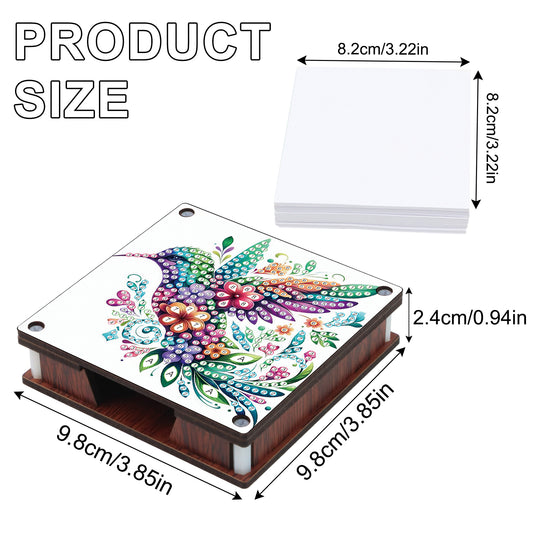 4pcs Wooden DIY Hummingbird Butterfly Diamond Painting Kit Note Box for Office