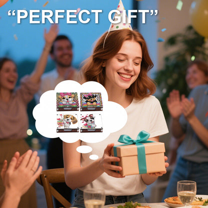 4pcs Wooden DIY Cute Dog Diamond Painting Kit Note Box with 480 Papers Gifts