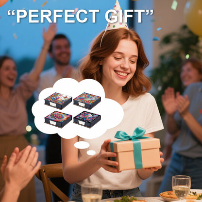 4pcs Flower Bird PU DIY Diamond Painting Kit Note Box with 160 Papers for Office