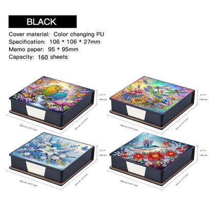 4pcs Flower Bird Dragonfly PU DIY Diamond Painting Kit Note Box with 160 Papers