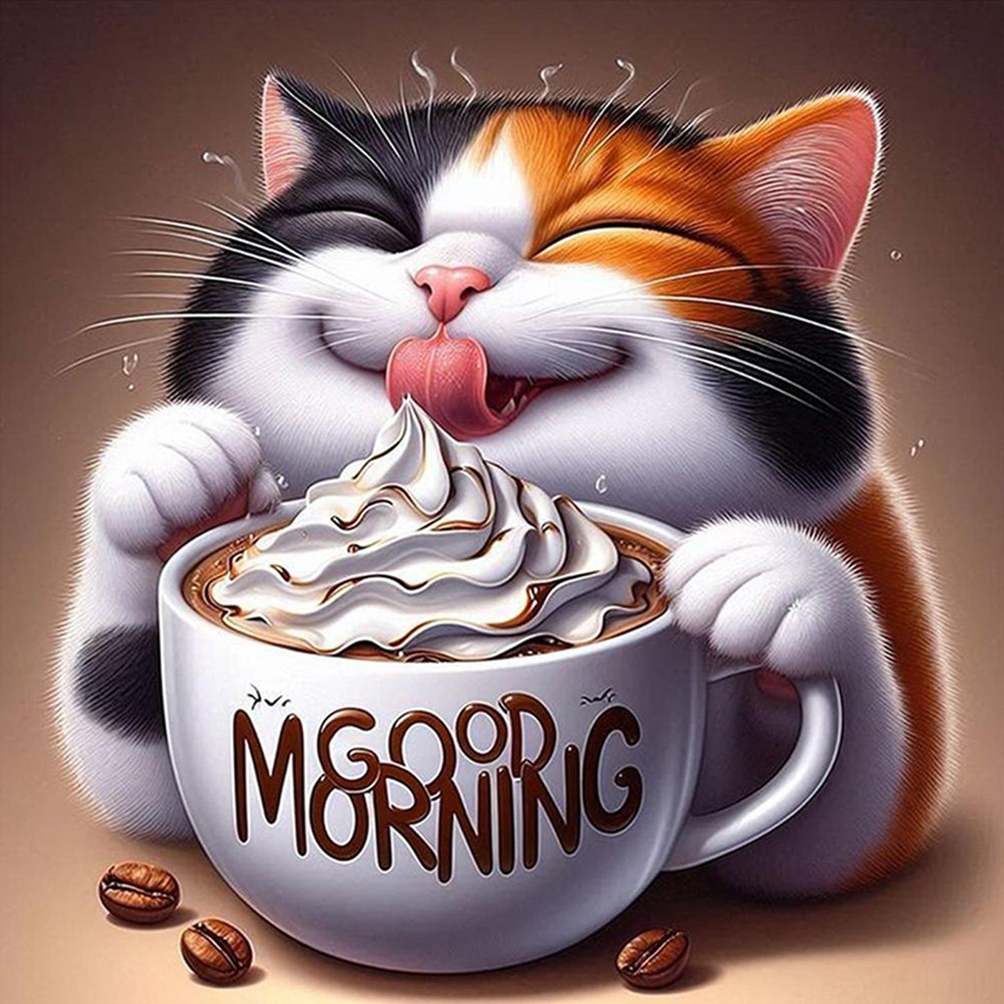 Cats And Coffee - Full Round Drill Diamond Painting 30*30CM