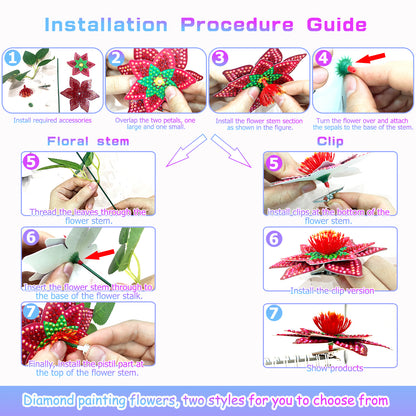 8Pcs 3D Artificial Flowers DIY Desktop Diamond Art Kits for Adults Home Decor