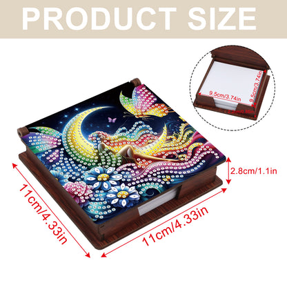 Wooden DIY Moon Fairy Diamond Painting Kit Note Box with 160 Papers for Office