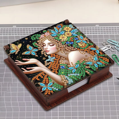 Wooden DIY Fairy Beauty 1 Diamond Painting Kit Note Box with 160 Papers Gifts