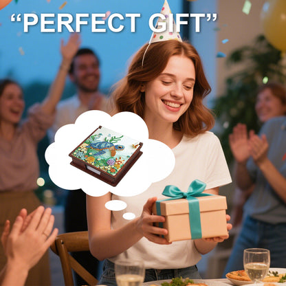 Wooden DIY Sea Turtle Diamond Painting Kit Note Box with 160 Papers for Office