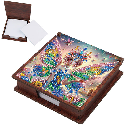 Wooden DIY Fairy Beauty 2 Diamond Painting Kit Note Box with 160 Papers Gifts