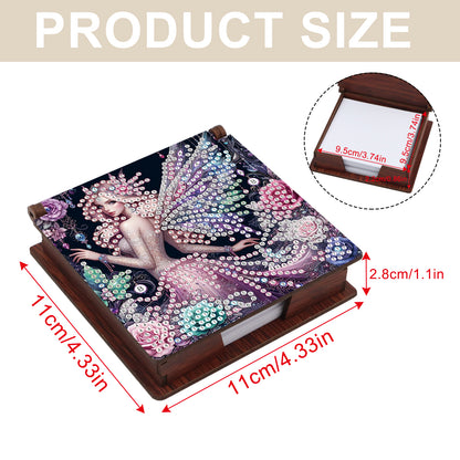 Wooden DIY Fairy Beauty Diamond Painting Kit Note Box with 160 Papers for Office