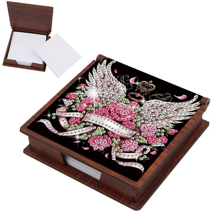 Wooden DIY Winged Flower Diamond Painting Kit Note Box with 160 Papers Gifts