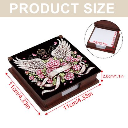 Wooden DIY Winged Flower Diamond Painting Kit Note Box with 160 Papers Gifts