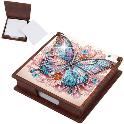 Wooden DIY Butterfly Flower Diamond Painting Kit Note Box with 160 Papers Gifts