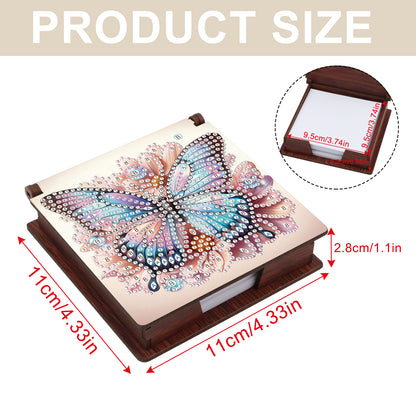 Wooden DIY Butterfly Flower Diamond Painting Kit Note Box with 160 Papers Gifts