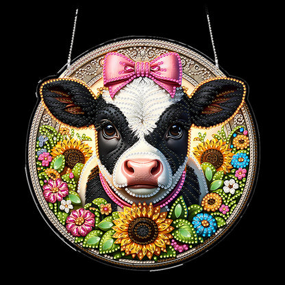 Cow 2D Flat DIY Diamond Painting Pendants Acrylic Crafts Kit for Home Wall Decor